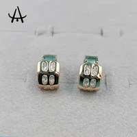 agsnilove womens hoop earrings window design inlaid zircon 18k gold plated fashion jewelry for women
