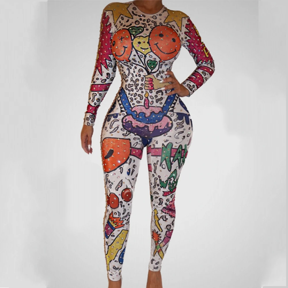 

Женский Облегающий комбинезон с круглым вырезом и длинным рукавом