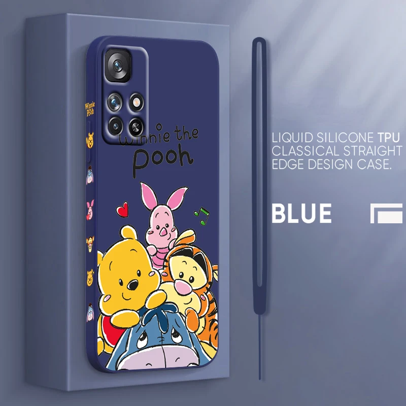 

Disney Cute Winnie The Pooh Phone Case For Xiaomi Redmi 10 10X 9 9A 9T 9AT 8 8A 7 K50 Gaming Pro 4G 5G Liquid Left Rope Cover