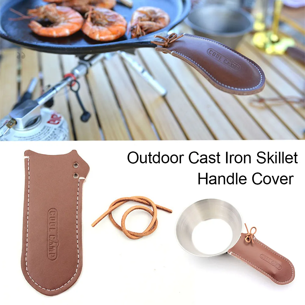 

Outdoor Camping Cooking Tool Cast Iron Frying Pan Handle Cover Cast Iron Skillet Covers Leather Hot Handle Holder Accessories