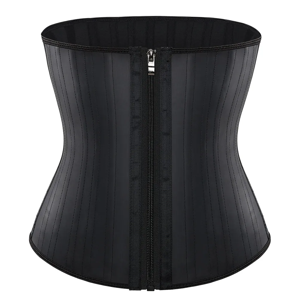 Women Zip Steel Boned Slimming Girdle Smooth Latex Waist Trainer Shapewear Corset Colombian Plus Size Corsets