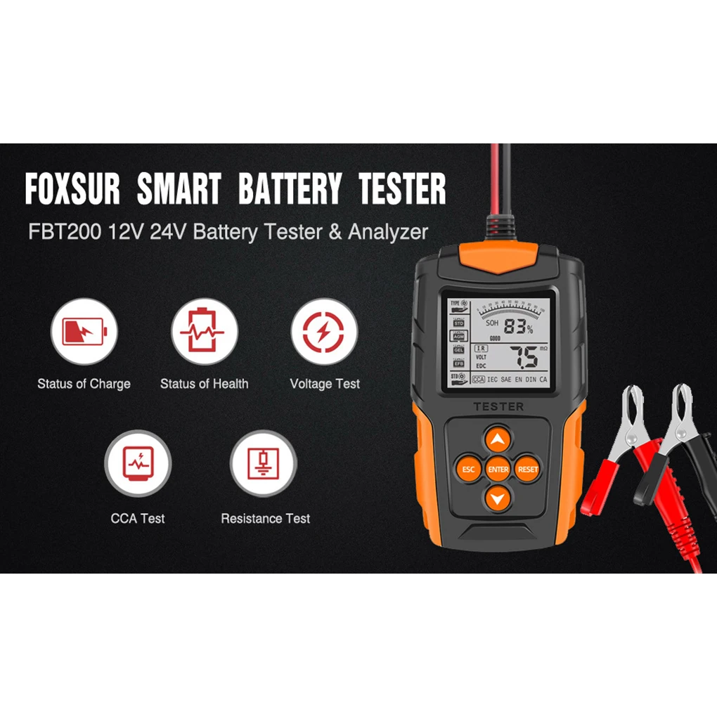 

Car Battery Tester LCD Digital Analyzer Portable Caravan Camper RVs Li Batteries Gauge Measurement Metering Tool