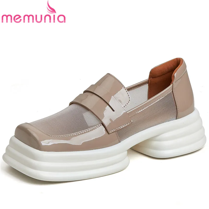 

Новинка 2022, туфли-лодочки MEMUNIA с квадратным носком для женщин, однотонные туфли из лакированной кожи, женские классические туфли-лодочки без застежек на платформе