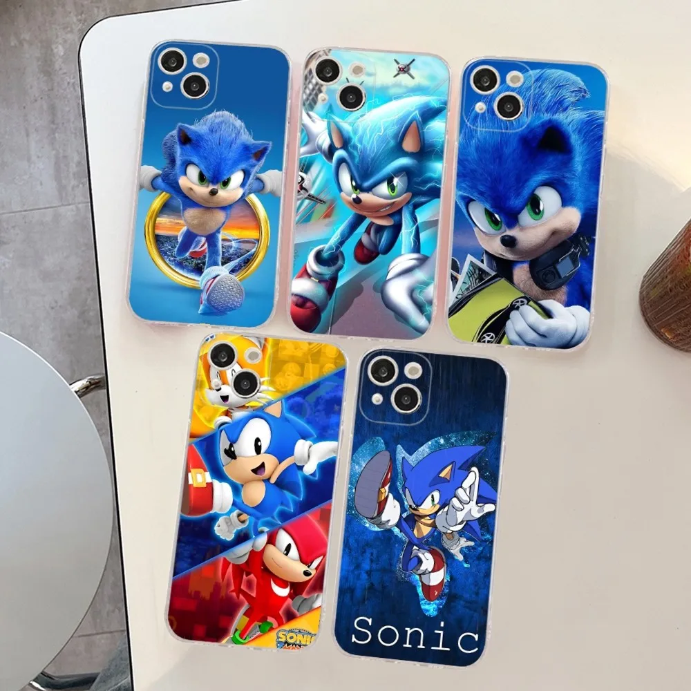 

S-Sonic Cartoon H-Hedgehog Phone Case Silicone Soft For Iphone 14 13 12 11 Pro Mini XS MAX 8 7 6 Plus X XS XR Cover