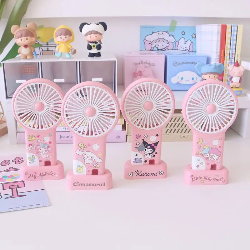 

Kawaii Sanrios Cartoon Anime Kuromi Kitty Little Twin Stars USB Mini Handheld Fan Cute Desktop 3 Speed Fan Children's Gift