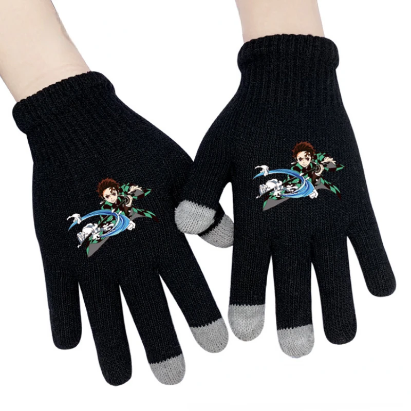 

Anime Touchscreen Gloves Demon Slayer Full Finger Gloves Adult Unisex Autumn Winter Warm Glove