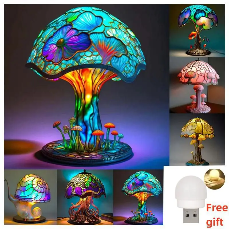 

Colorful Mushroom Table Lamp Decoration Design Home Resin Craft Mushroom Lamp Home Courtyard Design Ornaments Indoor Light