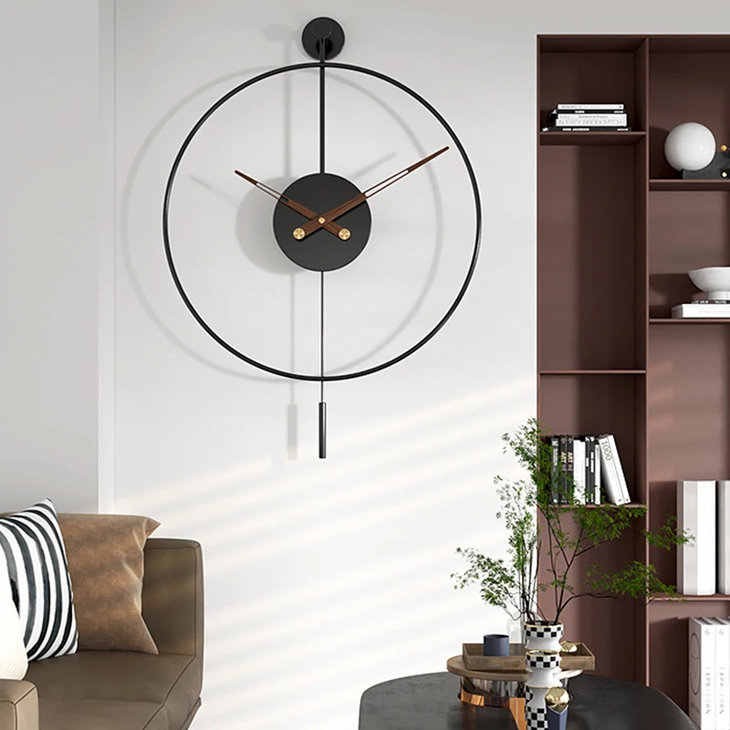 

Kitchen Silent Wall Clocks Modern Nordic Round Pendulum Wall Clock Bedroom Metal Minimalist Duvar Saati Interior Design