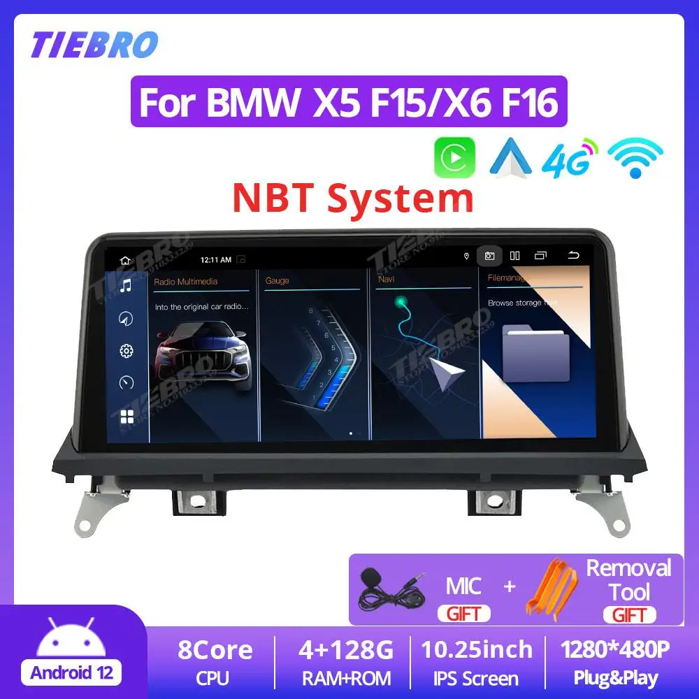 

TIEBRO 10,25 ''1280*480P Android автомобильный радиоприемник для BMW X5 F15 X6 F16 2013-2017 NBT система CarPlay стерео Мультимедийный плеер Авто GPS