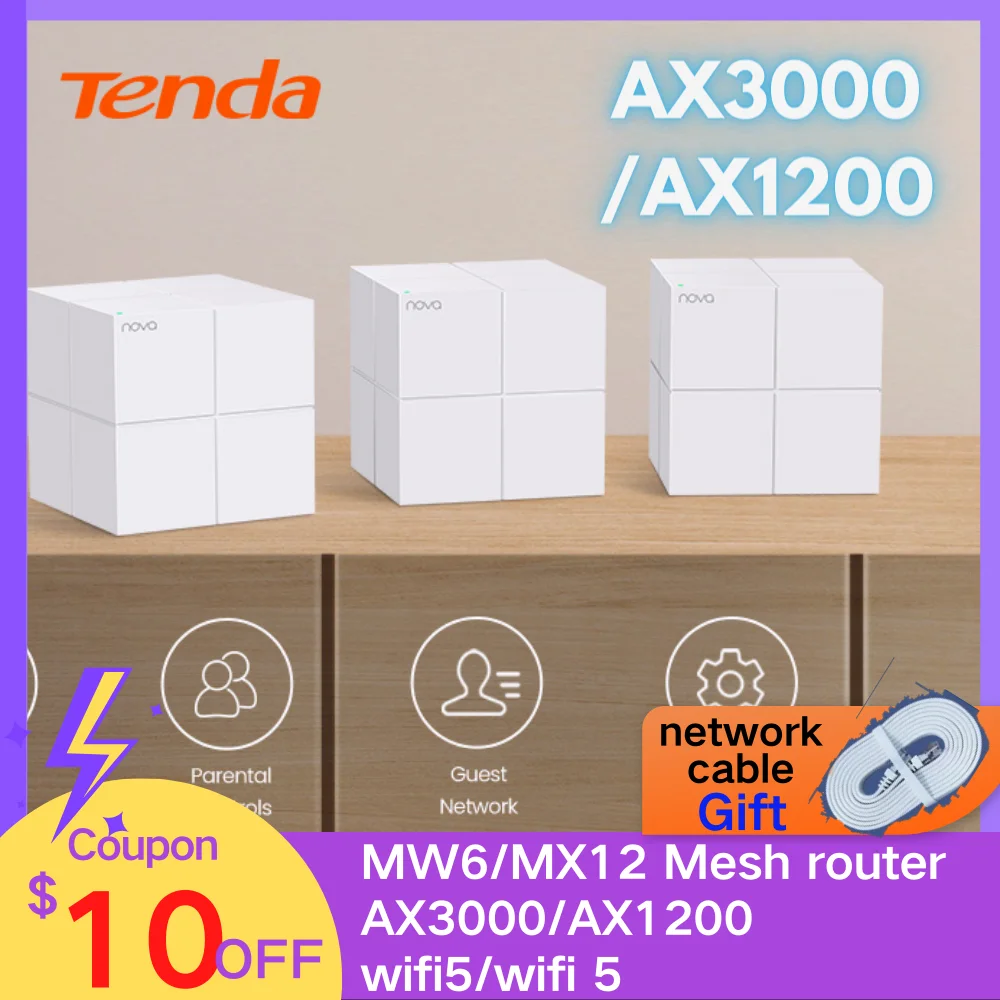 Tenda сетчатый Wi-Fi роутер 6 AX3000 MX12 2,4 и 5 ГГц гигабитный роутер MW6 AC1200 Tenda сетчатый роутер Wi-Fi 6 роутер Wi-Fi расширитель диапазона