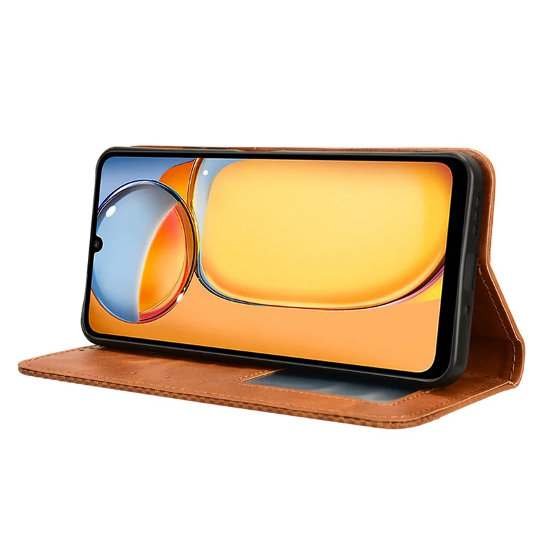 Роскошный кожаный магнитный защитный чехол в стиле ретро для Redmi 13C 4G