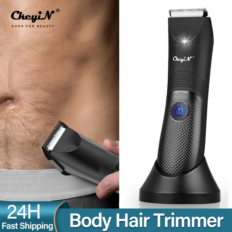 Electric Groin Hair Trimmer Men's Body Grooming Clipper Pubic Epilator Ceramic Blade Waterproof Male Hygiene Razor Safe Shaver