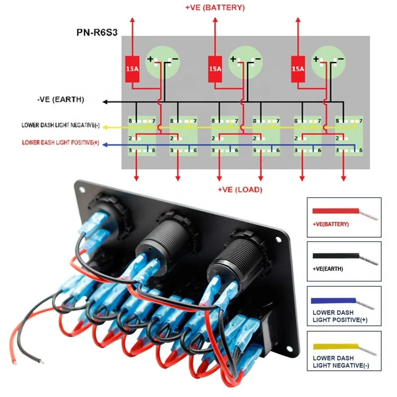 (1 упаковка) 5V Dual 2.1A USB зарядное устройство 6 Gang Boat 12V алюминиевая клавишная панель