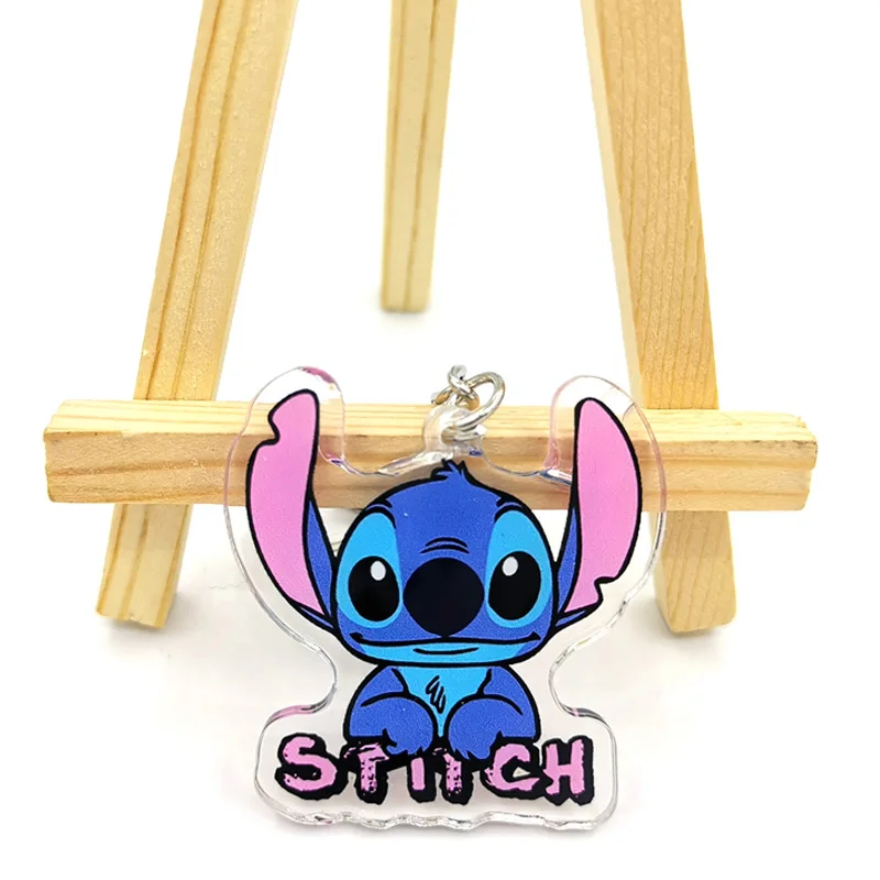 

10pcs Stitch Animation cartoon acrylic key chain transparent double-layer Acrylic Pendant creative dropping key chain small