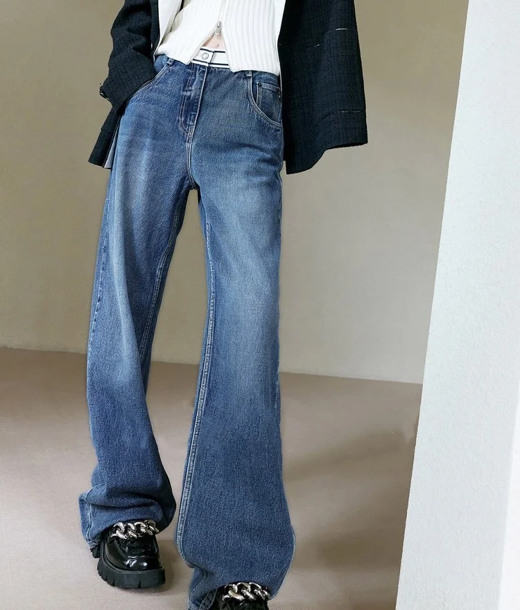 

Женские джинсы с высокой талией, Прямые хлопковые брюки с широкими штанинами, весна 2023