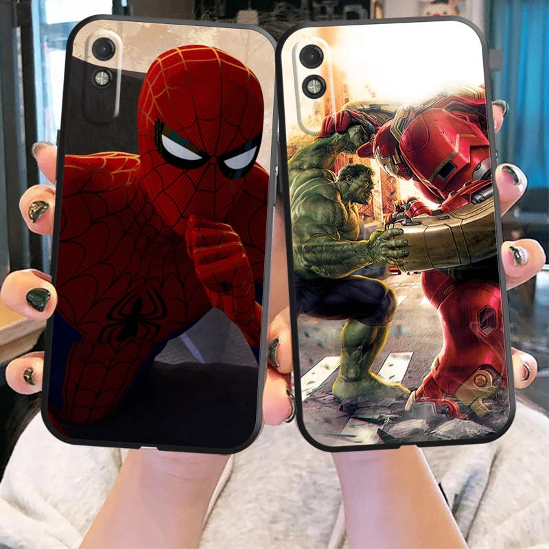 

Popular Marvel Phone Case For Xiaomi Redmi 7 7A 8 8A 8T 9 9T 9A 9C Note 7 8 9 9S Carcasa Liquid Silicon Back Black