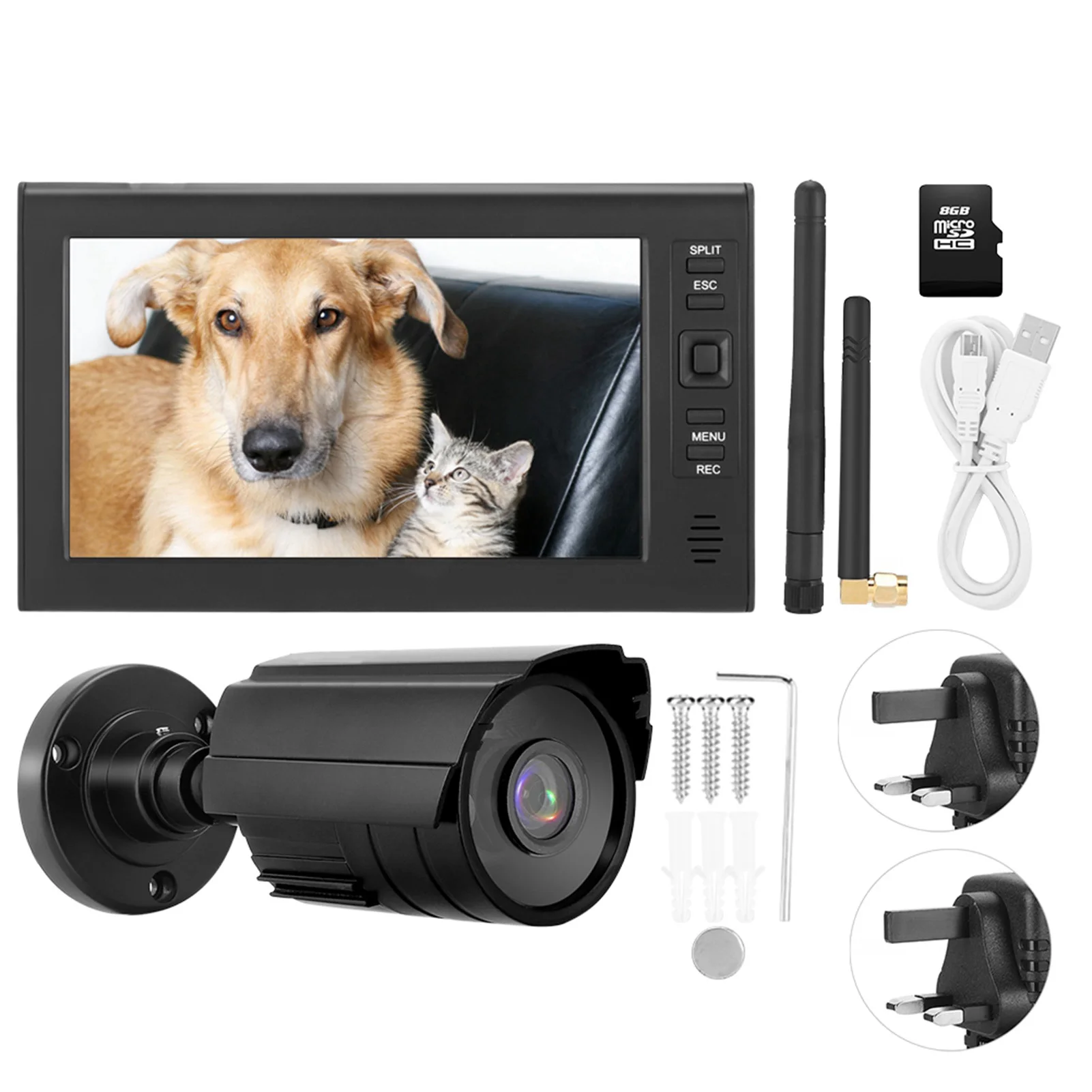 

7 Inch LCD Wireless WIFI 4CH Security Monitor System Display+Camera 1pc IR Cameras+Memory Card security security