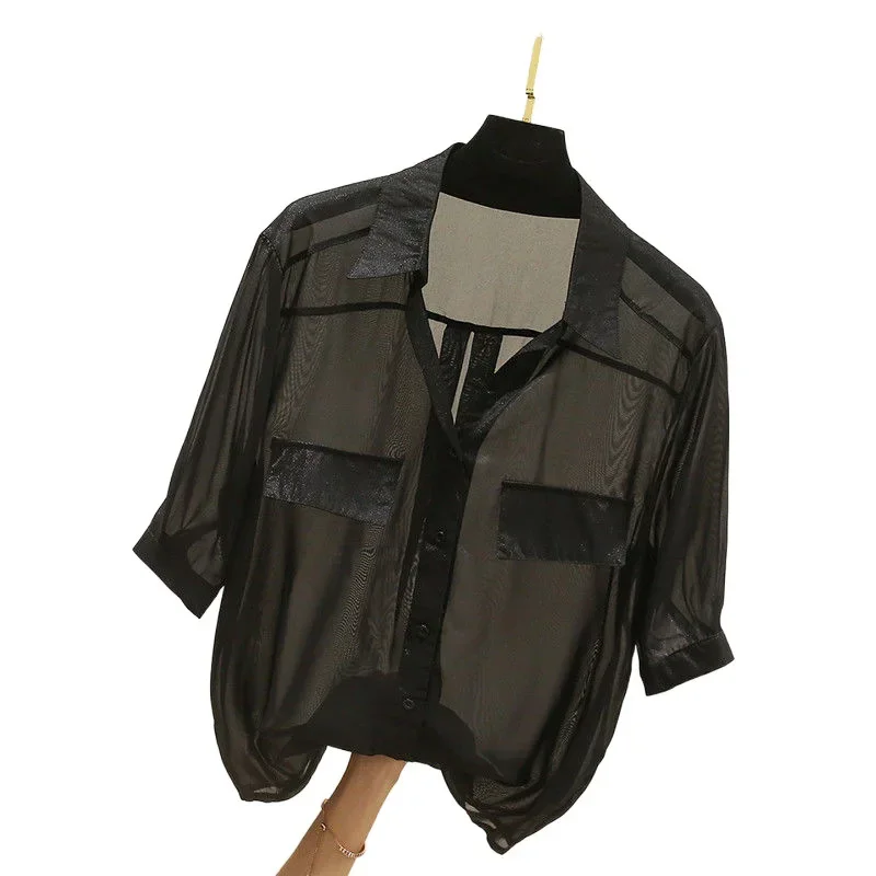 Летний шифоновый топ комплект из двух предметов женская рубашка с коротким