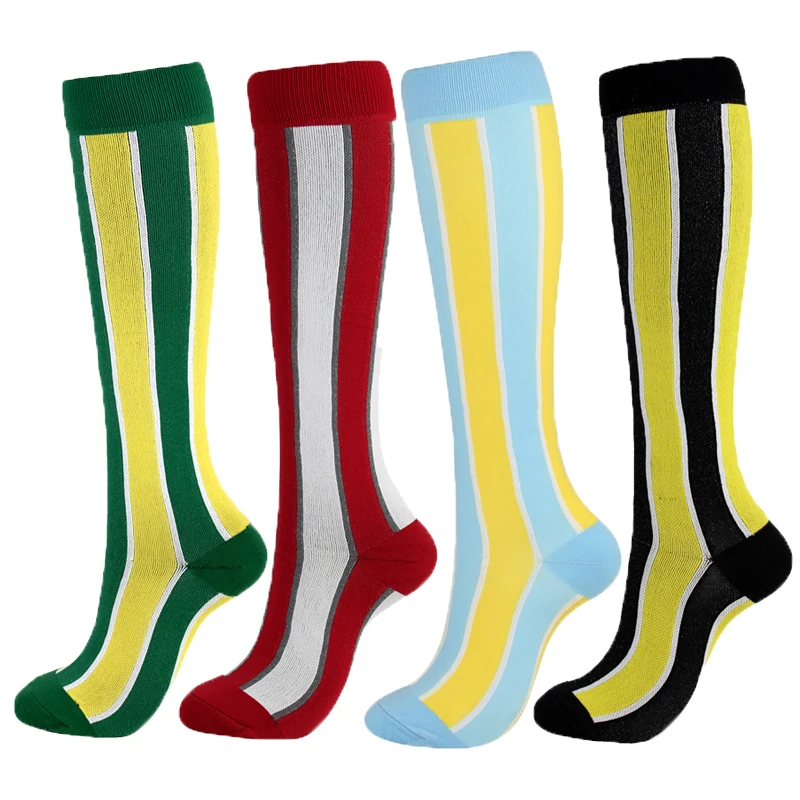 Sport Compression Stockings Men/Women New Color Compression Patchwork Striped Medical Sock Compressed Stocking