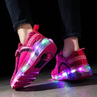 roller skates shoes for kids boys girls children 2022 fashion casual boots sports games 1 wheel lighted led sneakers
