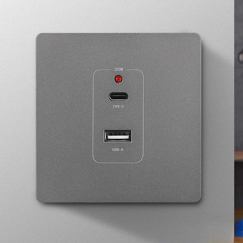 Настенная встроенная розетка для скрытой установки, белая, серая, 86 тип USB Type-C, 20 Вт, быстрая зарядка, бытовая электрика, 220 В
