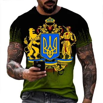 Hot 2023 Ukrainian T-Shirts Men 3D Vintage Print Flag Short Sleeve Harajuku Top New Oversized Shirts for Male Clothing футболка 5