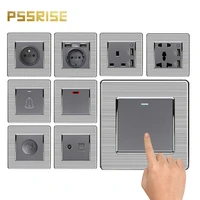 pssrise as06 series euukun wall switch high power socket usb 250v grey stainless steel panel 16a lamp water heater switch 45a