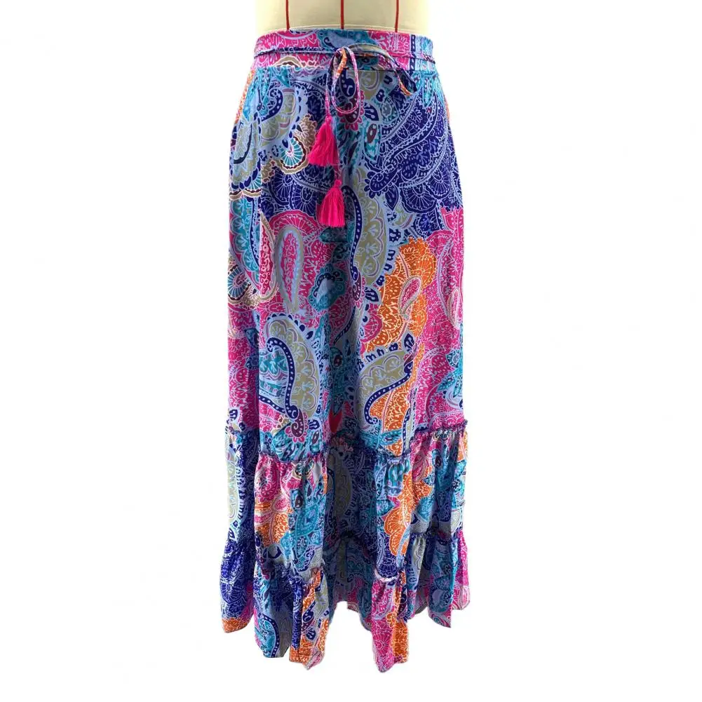 

Summer Skirt Trendy Loose Hem Tassel Long Skirt A-line Lady Maxi Skirt Tassel Summer Skirt Female Clothes