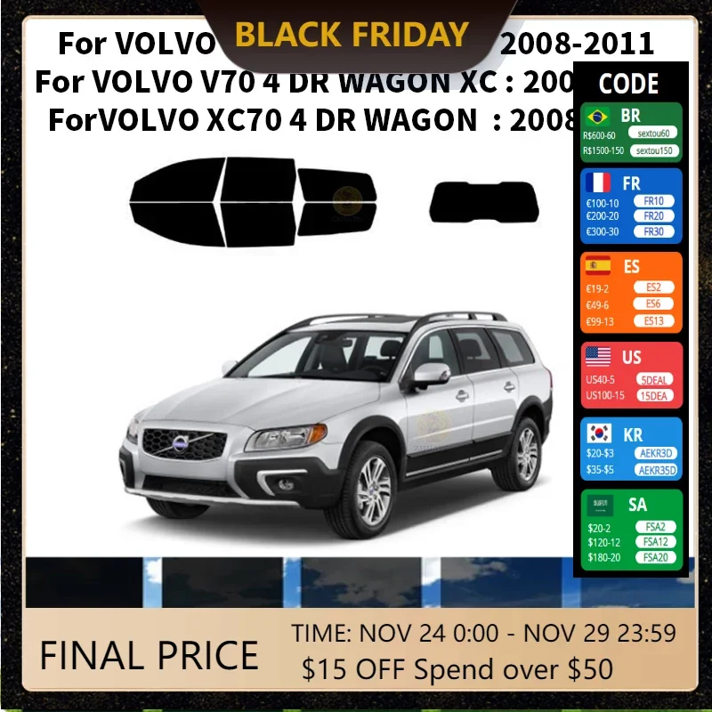 

Нанокерамическая Автомобильная УФ-пленка Precut для окон, автомобильная оконная пленка для VOLVO XC70 4 DR WAGON 2008-2016