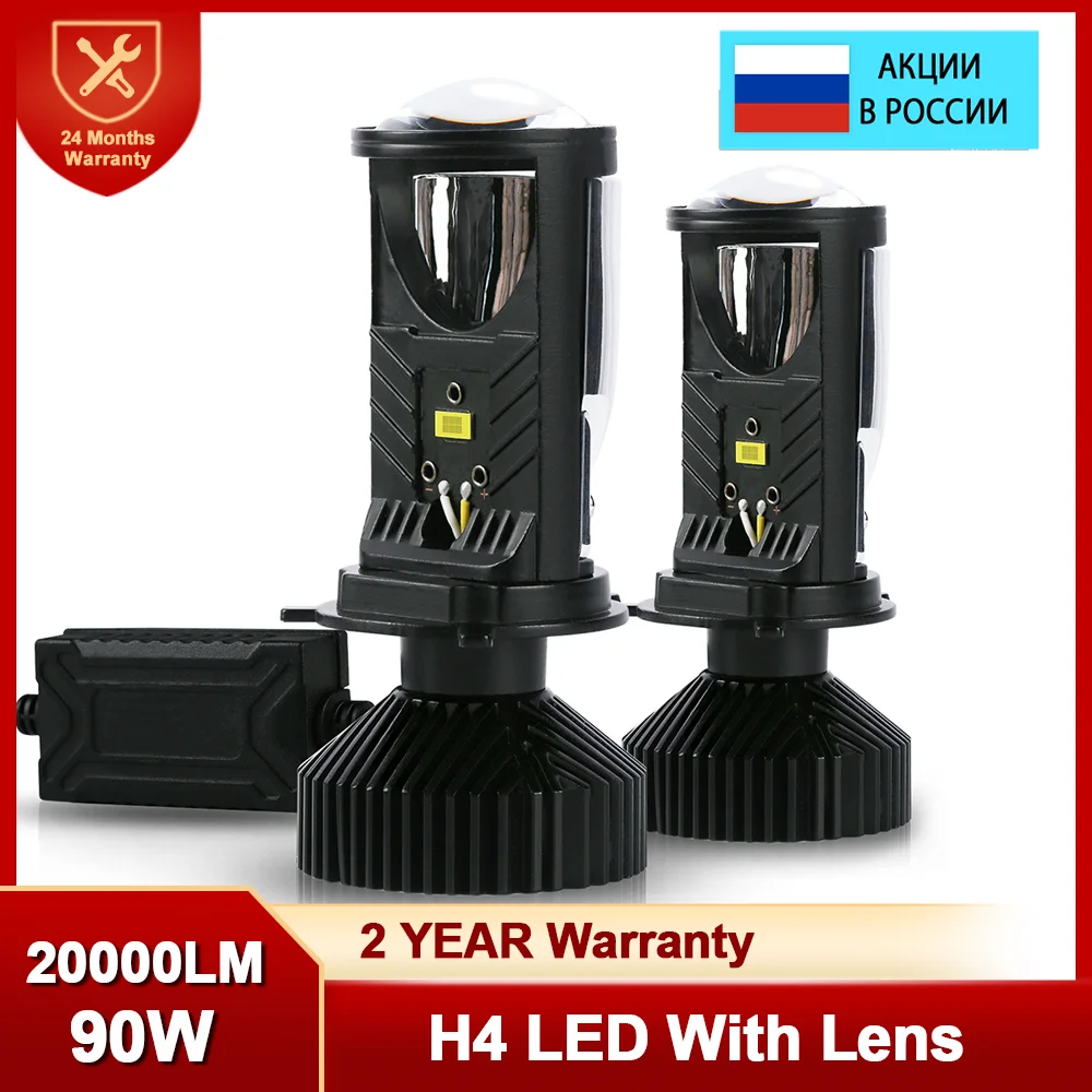 

Светодиодная лампа H4 с объективом, лампа высокой мощности с охлаждающим вентилятором для фар, 12 В, 24 В, лм, 90 Вт, RHD, LHD