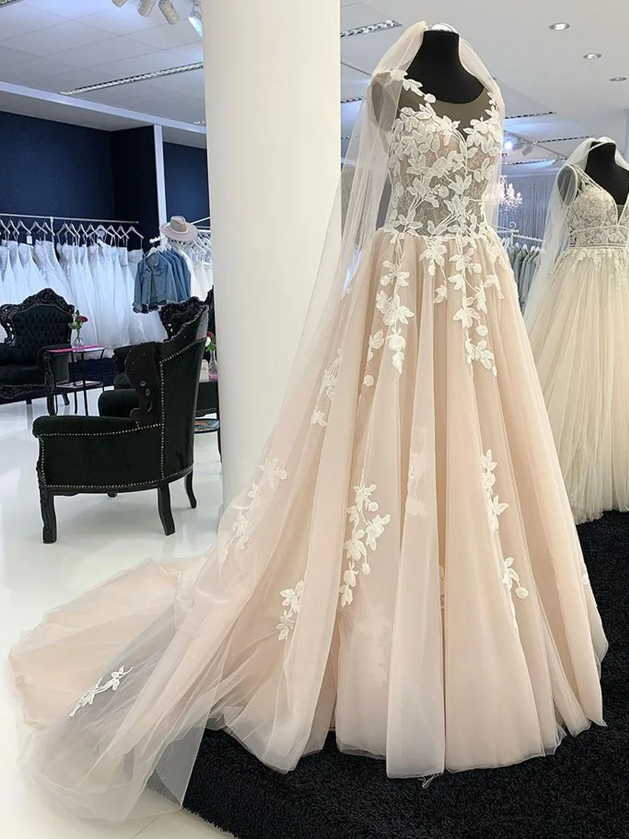 

Champagne Beach Sweetheart Wedding Dressesn For Women 2022 A Line Appliqued Lace Bridal Dress Side Split Boho Robe De Mariee