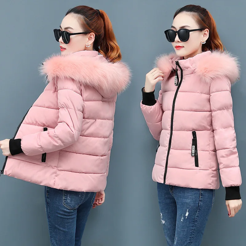 Clothes Top Hooded Jacket Fur Winter Coat Loose Cotton Bigger s of New Winters Lady Down Winter Jacket Woman Down