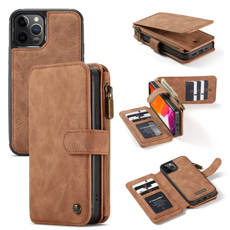 

CaseMe Leather Phone Case for iPhone 12 13 11 Pro XS Max X XR SE 2020 8 7 6 6S Plus 5 5S Magnetic Wallet Card Holder Cover Coque