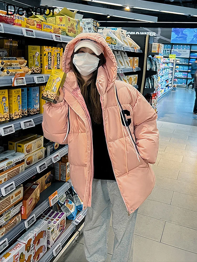2022 New Autumn Winter Loose Jacket Hooded Coat Women Overcoat Solid Cotton-padded Clothes Female Parka Outerwear