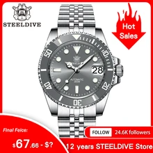 SD1953 New In Gray Dial Stainless Steel NH35 Watch Steeldive 41mm STEELDIVE Brand Sapphire Glass Men Diver Watches reloj hombre