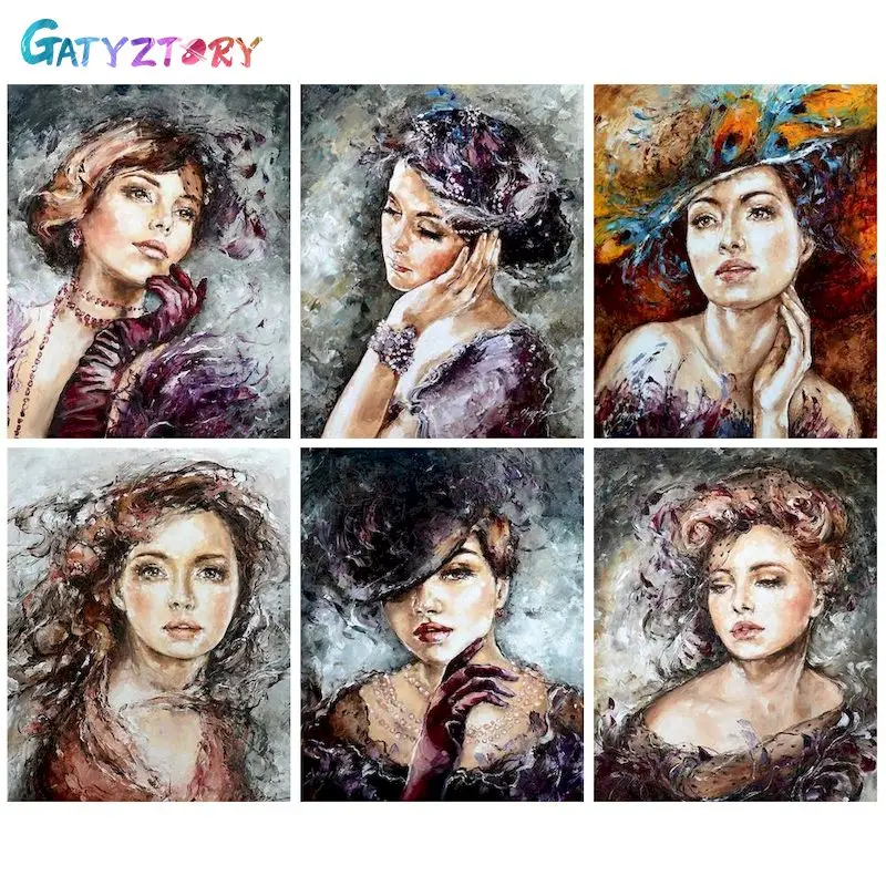 

GATYZTORY Paint By Number Portrait Kits Drawing On Canvas DIY Pictures By Number Woman HandPainted Gift Home Decoration 60x75cm