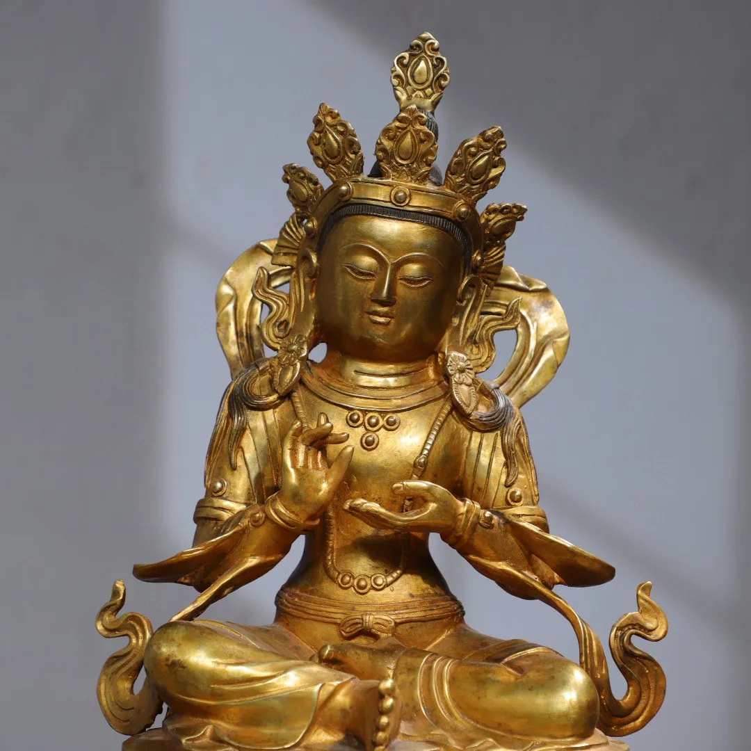 Тибетская латунь позолота Гангзун Дазхуо Ваджра Будда Тара Гуаньинь статуя
