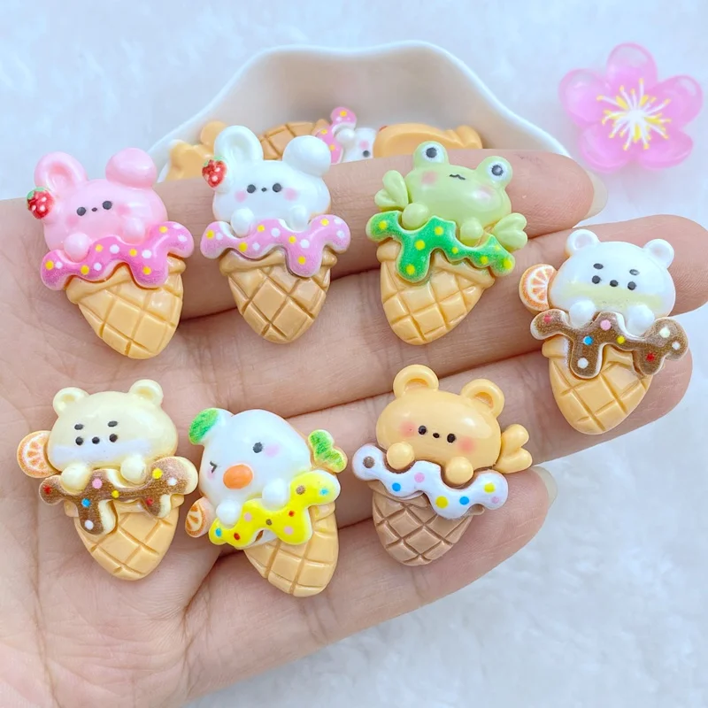 8 шт. новый милый полимерный мини Кролик Лягушка маленький Медвежонок мороженое с