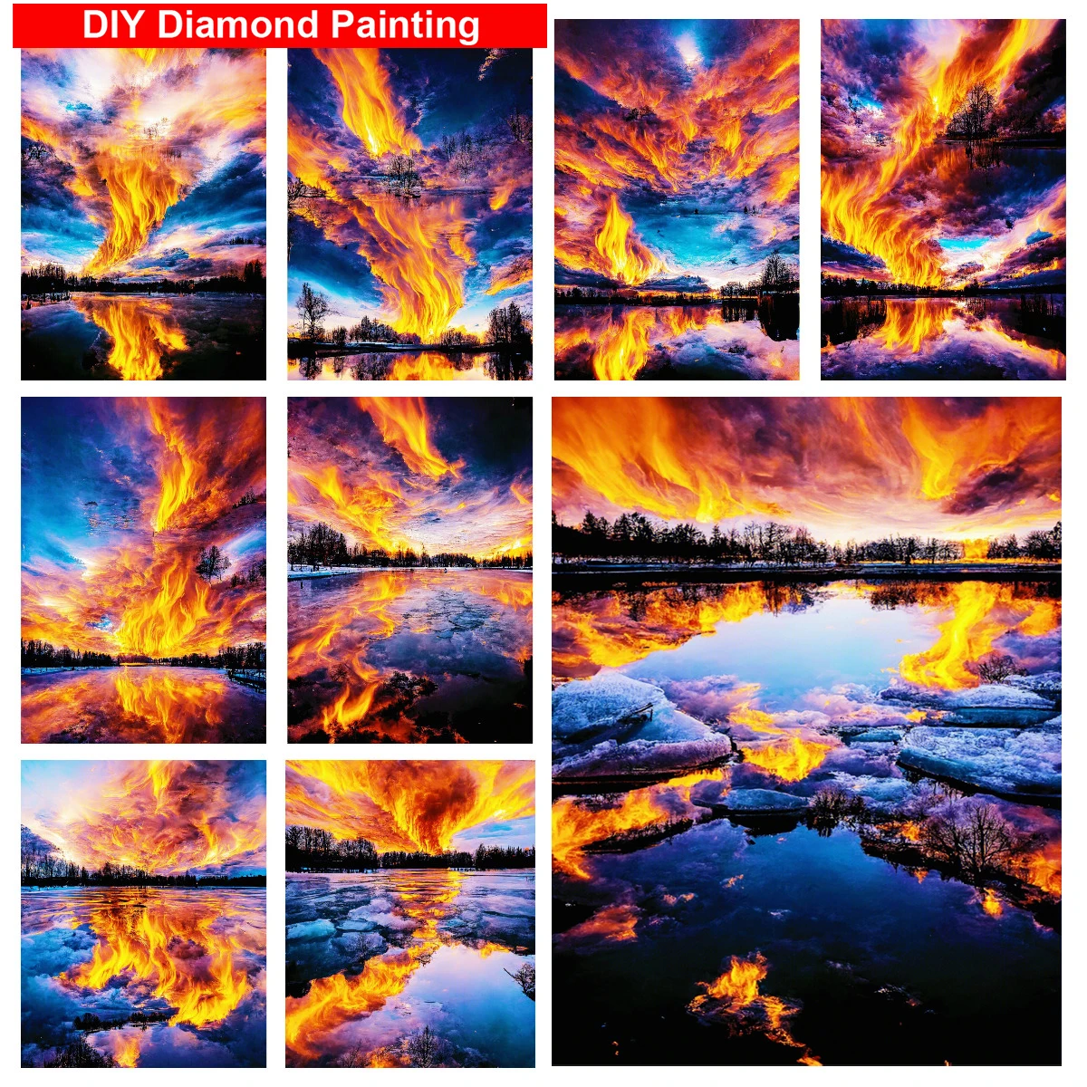 

Sunset Glow DIY 5D AB Diamond Painting Clouds Landscape Round Square Rhinestone Embroidery Drill Cross Stitch Mosaic Home Decor