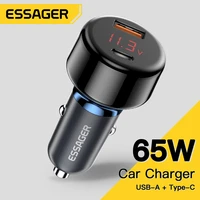 essager 65w usb car charger qc 4 0 pd 3 0 usb type c car phone fast charger for xiaomi iphone13 huawei poco redmi oneplus laptop