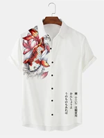 2022 summer men clothes street retro hawaiian shirt man casual short sleeve top sea animal fish 3d hd digital lapel mens shirt