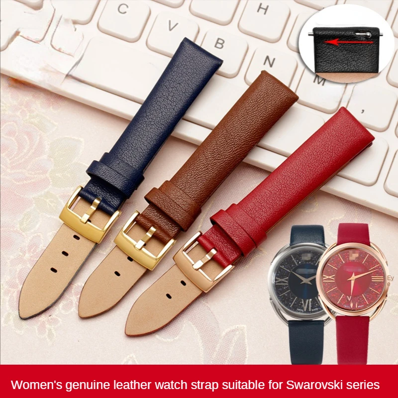 

For Swarovski Watch Band 5537961 5519219 5452455 5452452 Genuine Leathe Watch Strap Women 16mm