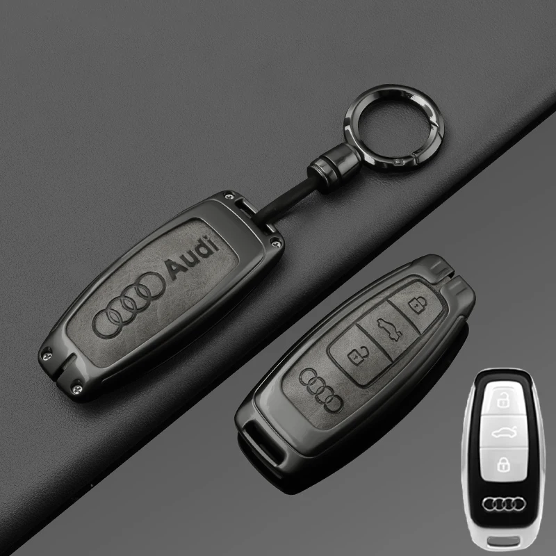 

Чехол для автомобильного смарт-брелока из цинкового сплава, защитный чехол для Audi A3 A4 B9 A6 A7 4K A8 E-tron Q5 Q8 C8 D5 SQ8, аксессуары