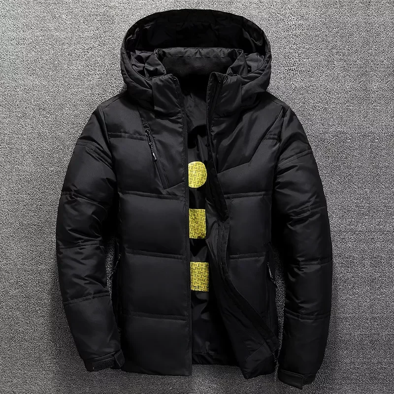 Thick Duck Parka Mens Down Jackets Winter Outdoor Coat White Duck Down Men Winter Warm Solid Color Hooded Down Coats