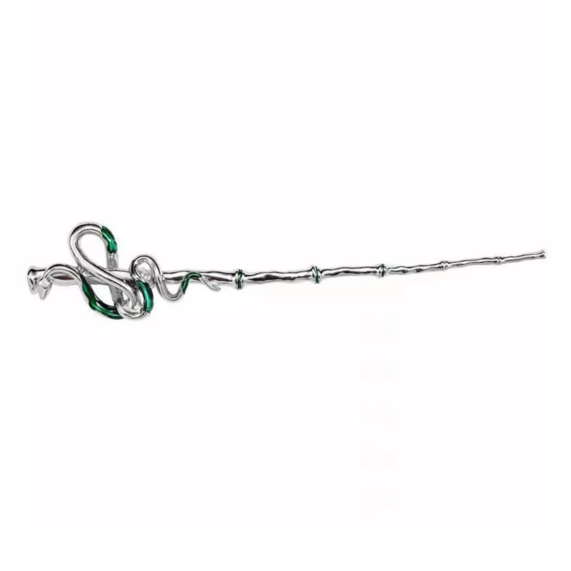 

F42F Green-Gem Decor Hair Sticks Snake Shape Large Hairpin for Hair Style Accessory