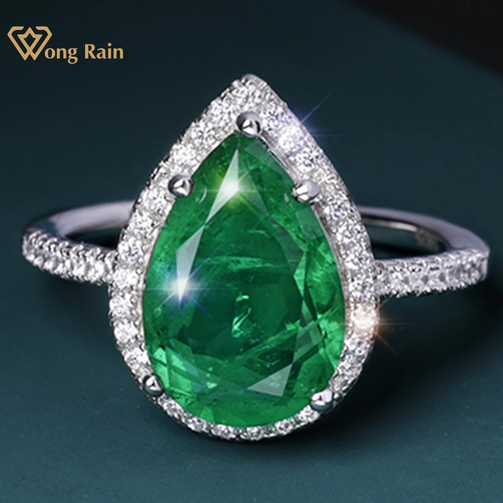 

Wong Rain роскошное 925 пробы серебро 3EX груша VVS 8CT сапфир цитрин изумруд создан Moissanite кольцо ювелирные изделия Прямая поставка