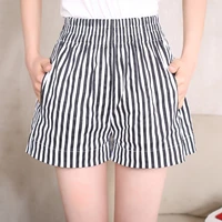 2022 womens shorts large casual hot pants students look thin and wear vertical stripe high waist wide leg pants beach pants