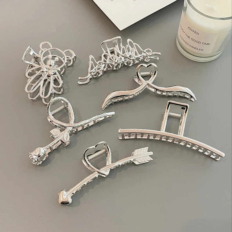 

New Elegant Gold Silver Hollow Geometric Metal Hair Claw Vintage Hair Clips For Women Fashion Crab Clip Hair Accessories