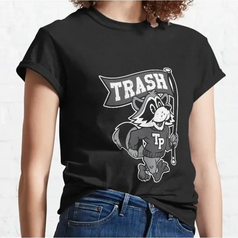 Фото Классическая футболка Go Trash Pandas с изображением енота в винтажном стиле, с эффектом потертости, в стиле университетского талисмана №1