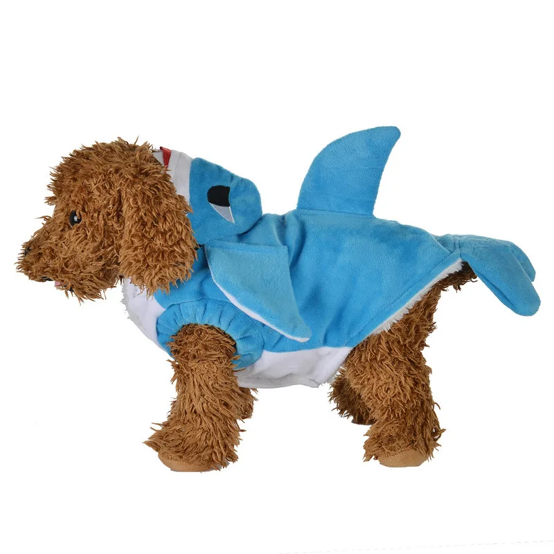 

Костюмы на Хэллоуин, Акула, собака, зимняя одежда для собаки, смешной костюм акулы, теплый флисовый щенок, куртка для питомца, одежда для маленьких собак